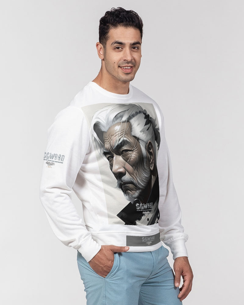 Handsome Asian brother pink painted portrait Men's All-Over Print Classic French Terry Crewneck Pullover