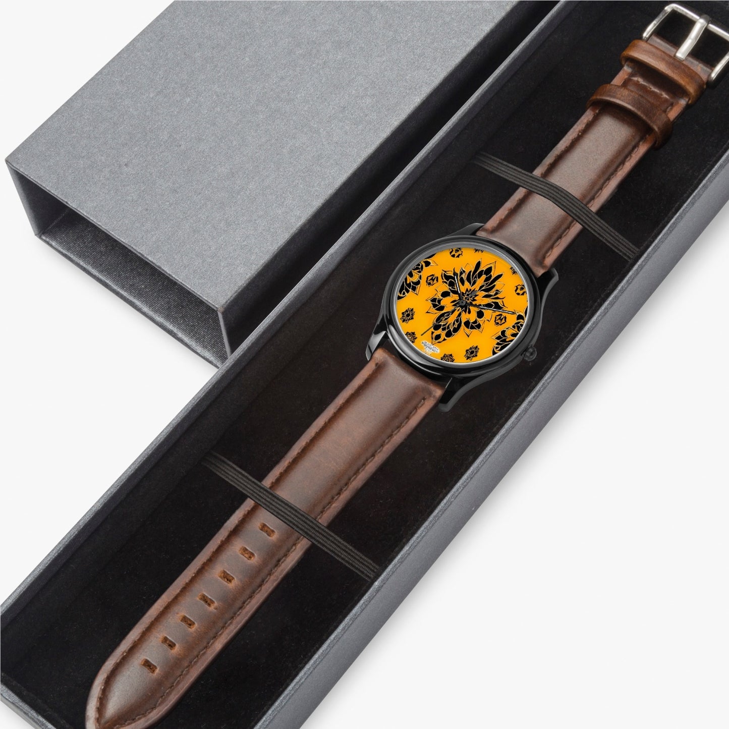 Orange and black royal pattern Black Type Classic Quartz Watch