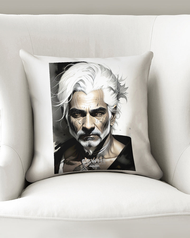 Handsome Silver grey Indian ink Portrait Throw Pillow Case 16"x16"