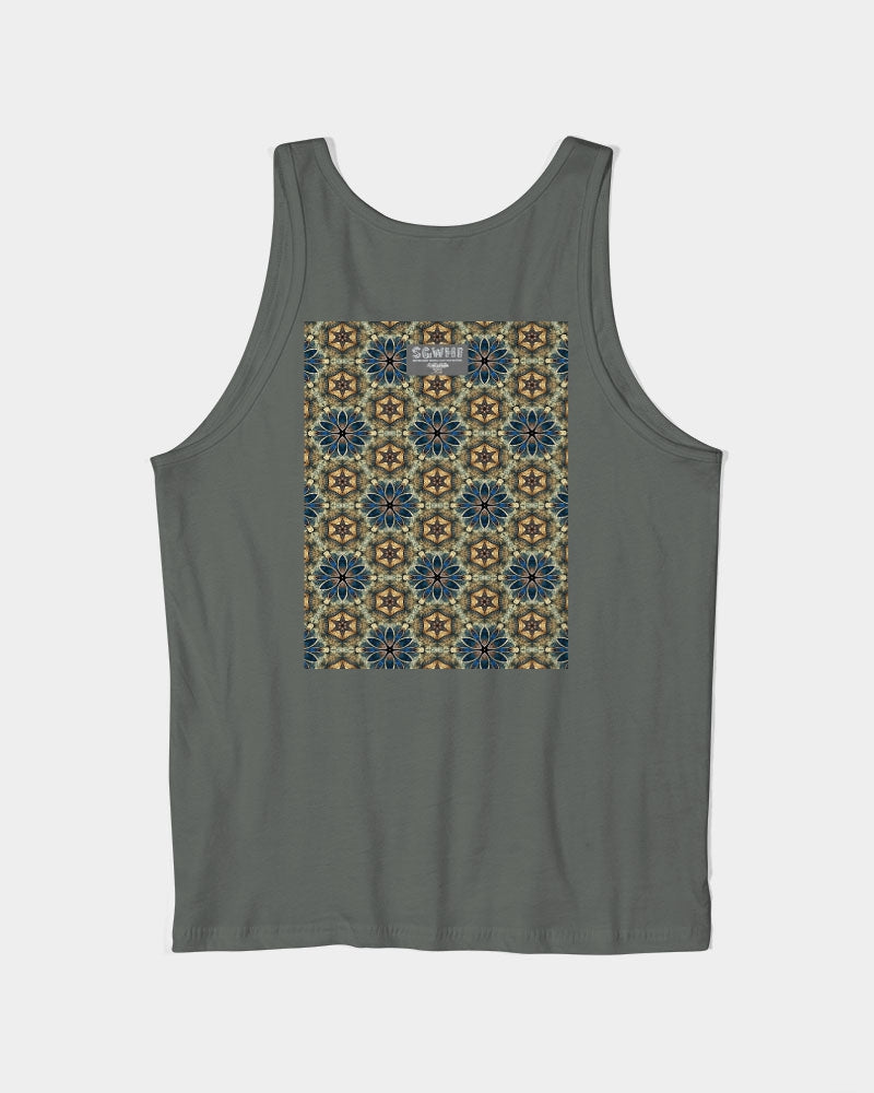 Green & Dark Blue almost star pattern. Unisex Jersey Tank | Bella + Canvas