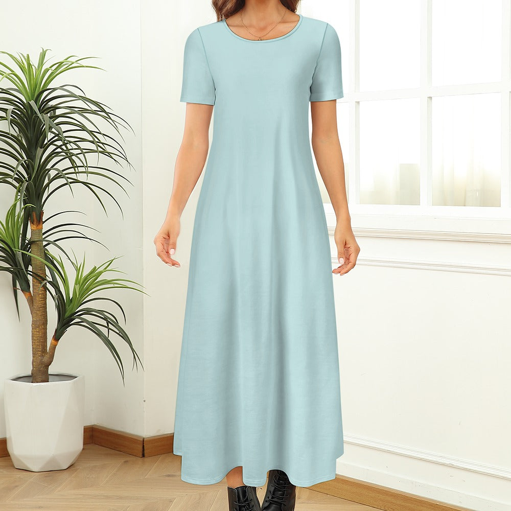 Skylight Round Neck Short Sleeve Dress (No Pockets)