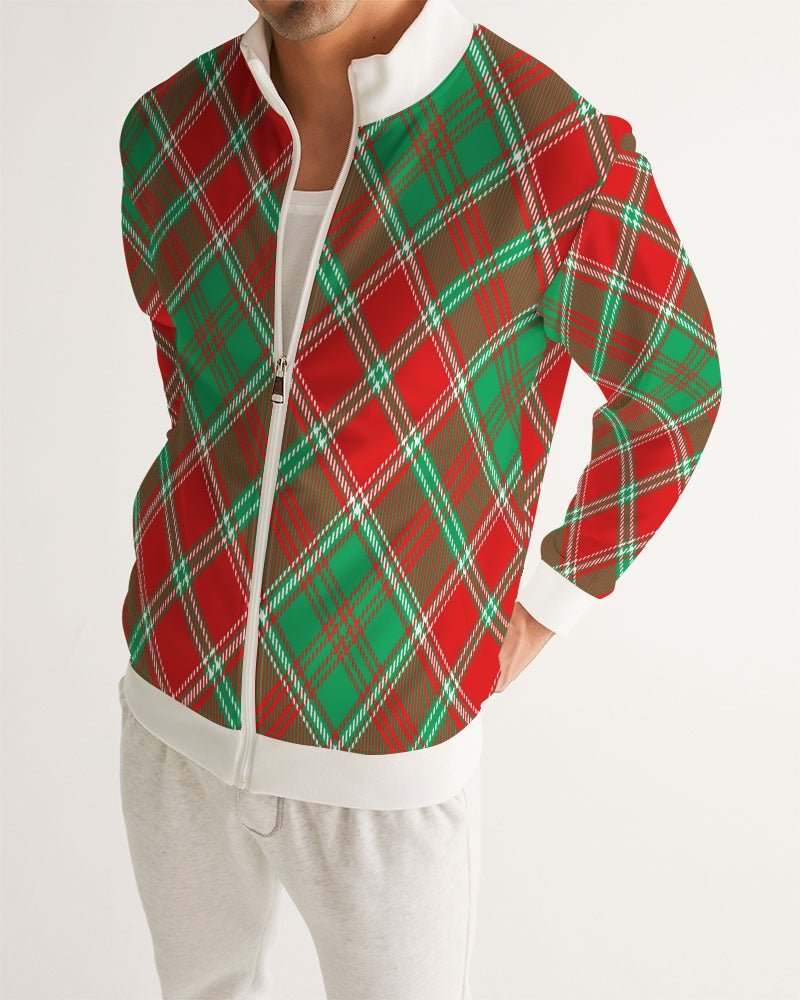 Red & Green cross pattern Men's All-Over Print Track Jacket