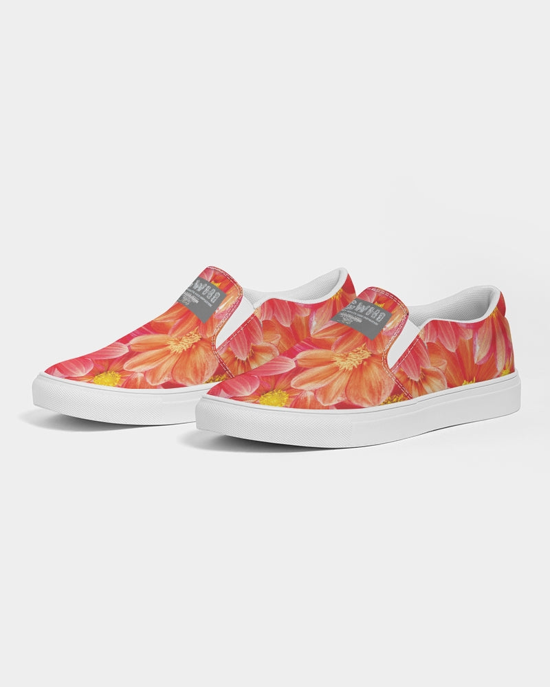 Beautiful blood orange flower design Women's Slip-On Canvas Shoe