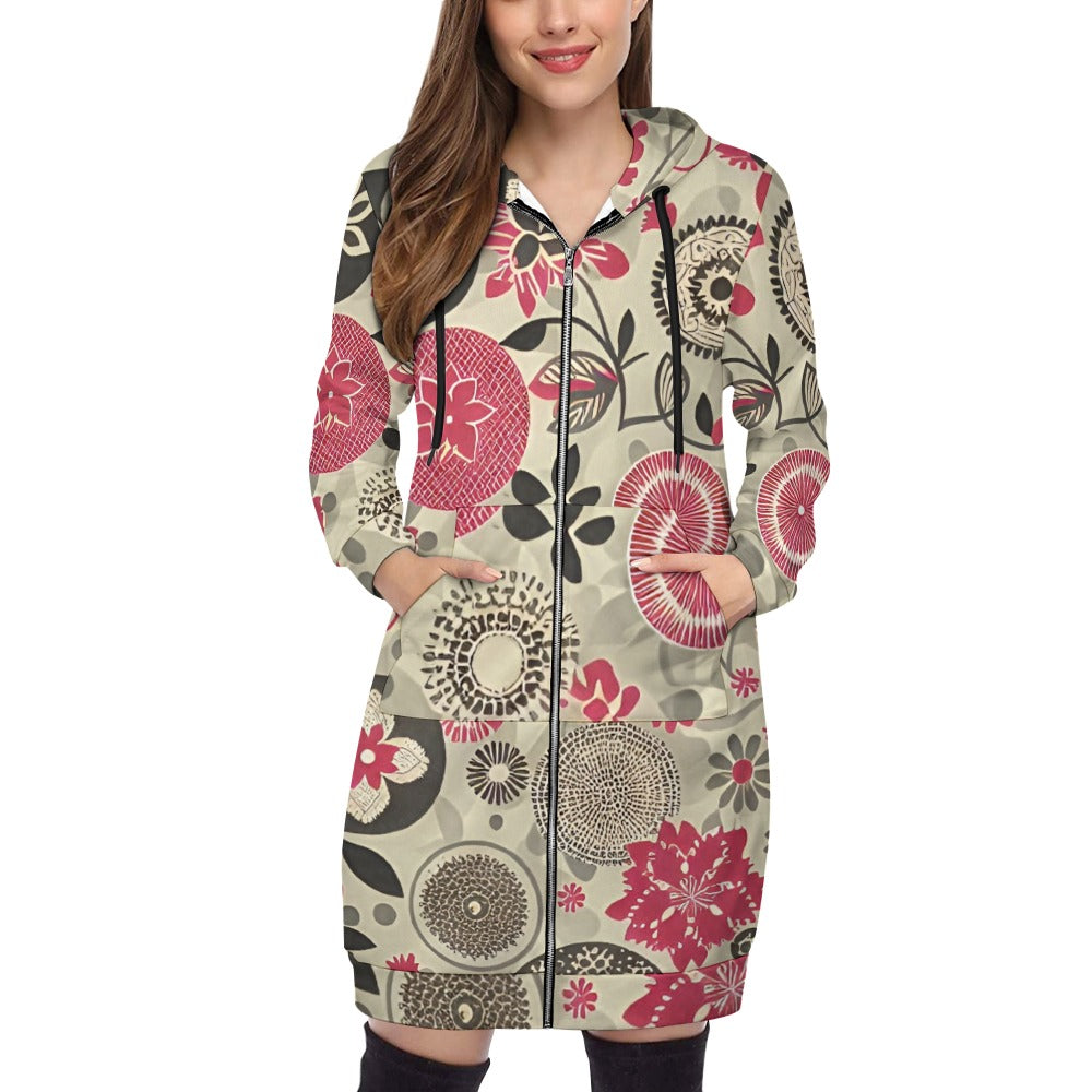 Women's full print long Hoodie