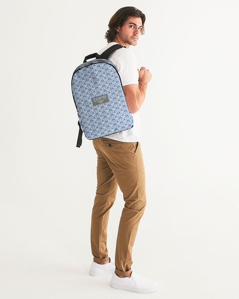 light blue Royal patten  Large Backpack