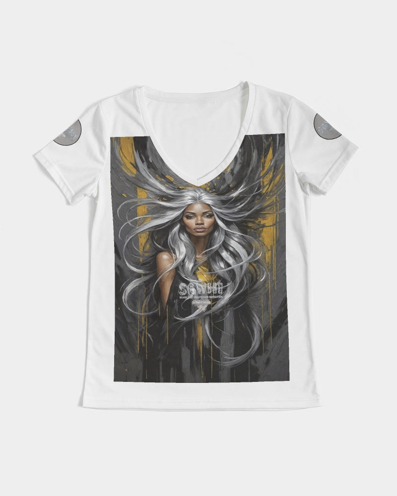 Black Sister Collection [Part 2 ] Women's All-Over Print V-Neck Tee