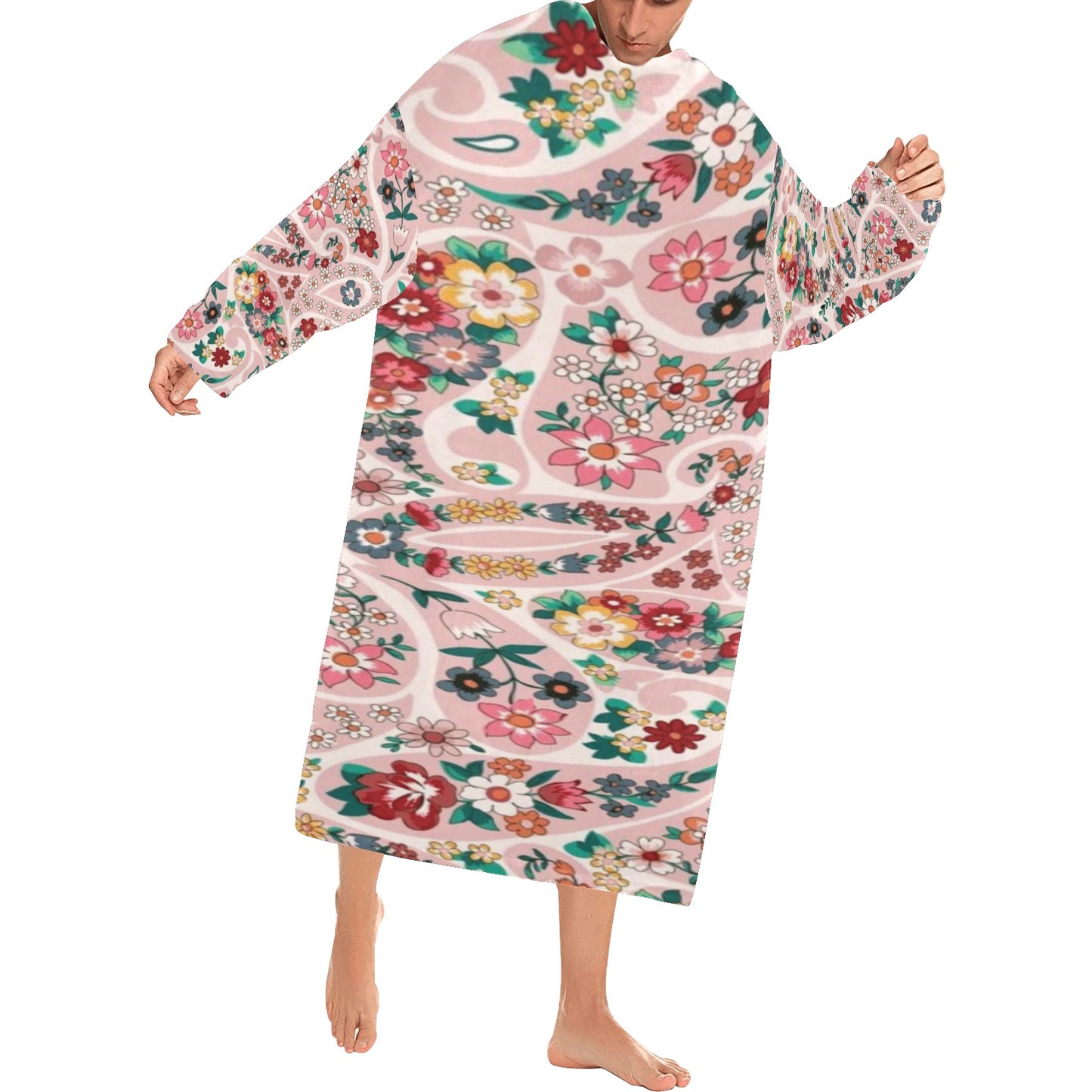 Blanket Robe with Sleeves for Adults