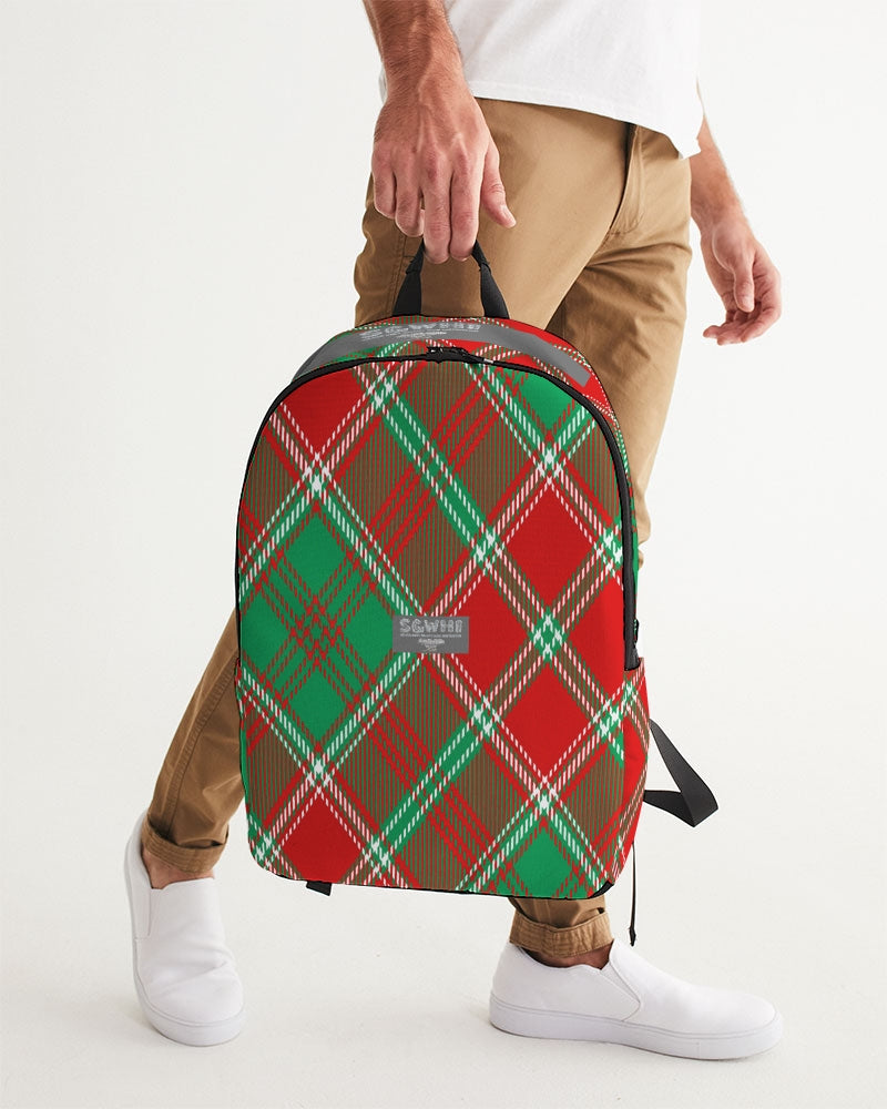 Red & Green cross pattern Large Backpack