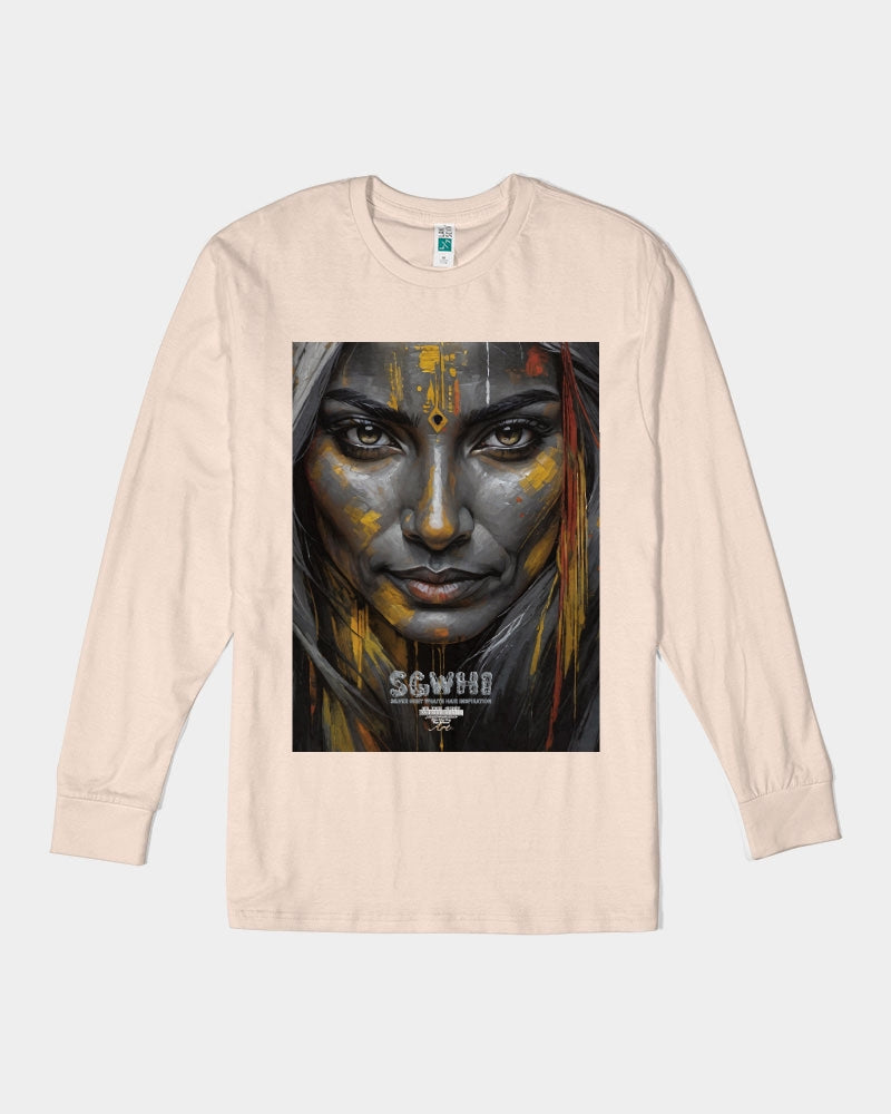 South Asian silver grey white hair sisters portrait [3] Unisex Long Sleeve Tee | Lane Seven