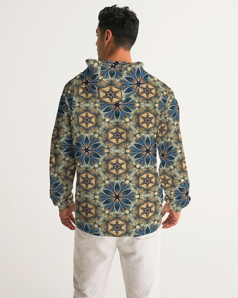 Green & Dark Blue almost star pattern. Men's All-Over Print Windbreaker