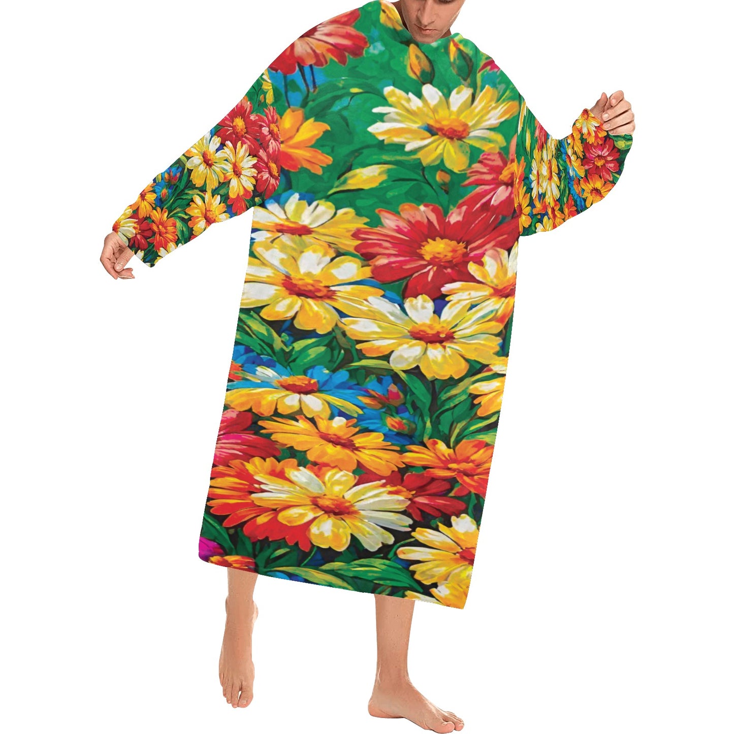 Blanket Robe with Sleeves for Adults