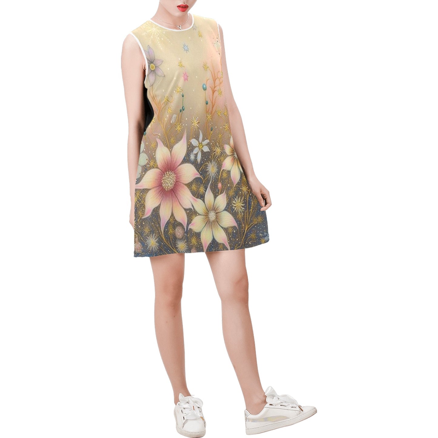 Sleeveless Round Neck Shift Dress (Model D51)