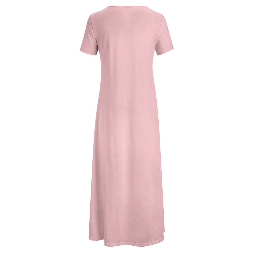 Crystal Rose Round Neck Short Sleeve Dress (No Pockets)