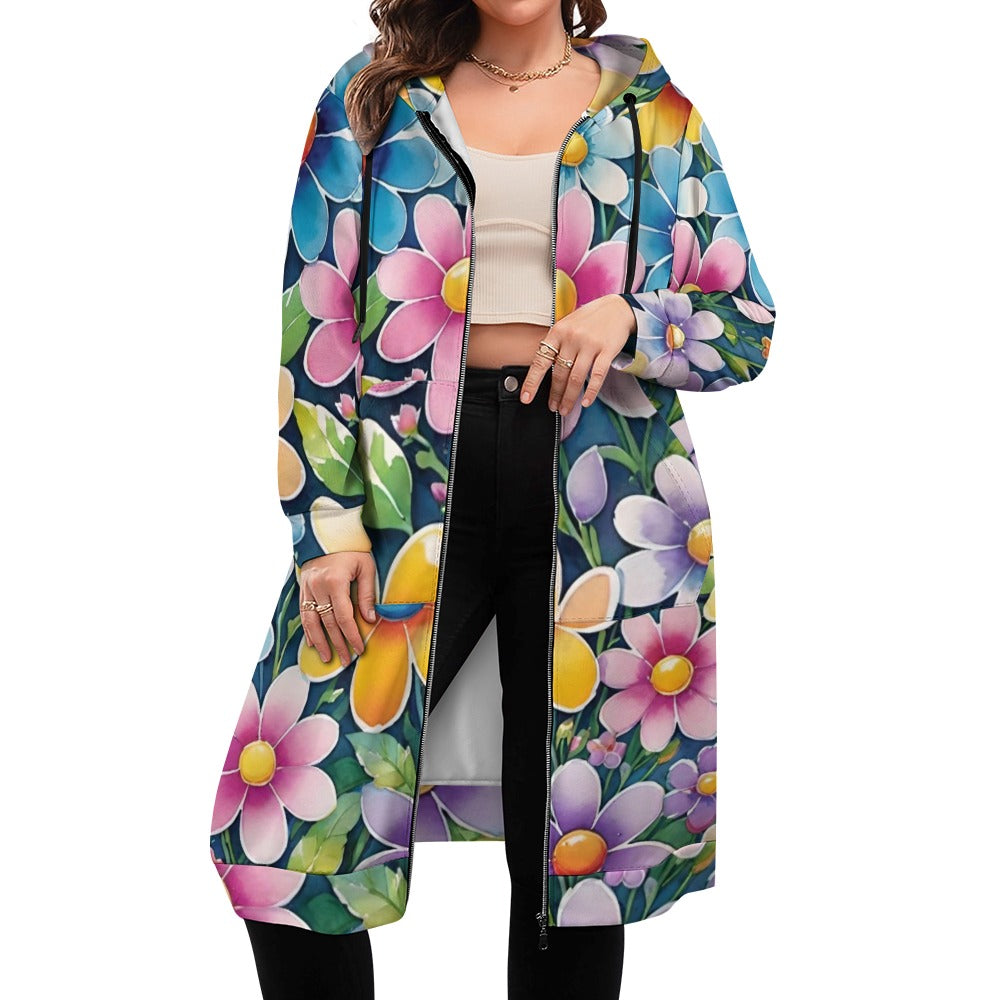 Women's full print long Hoodie