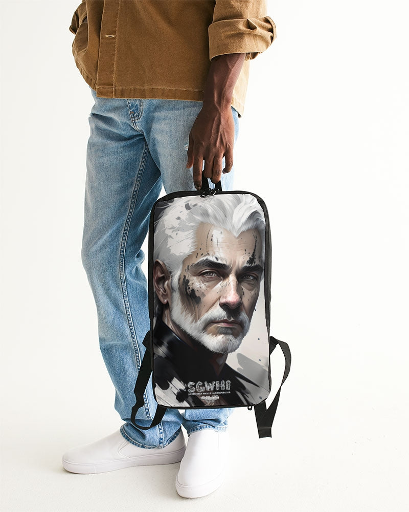 White silver grey fox King Slim Tech Backpack