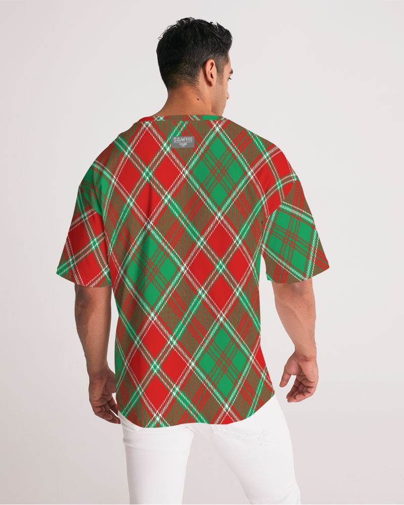 Red & Green cross pattern Men's All-Over Print Premium Heavyweight Tee