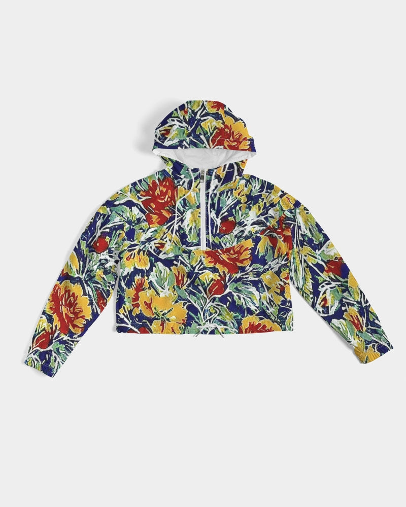 Painted floor design Women's All-Over Print Cropped Windbreaker