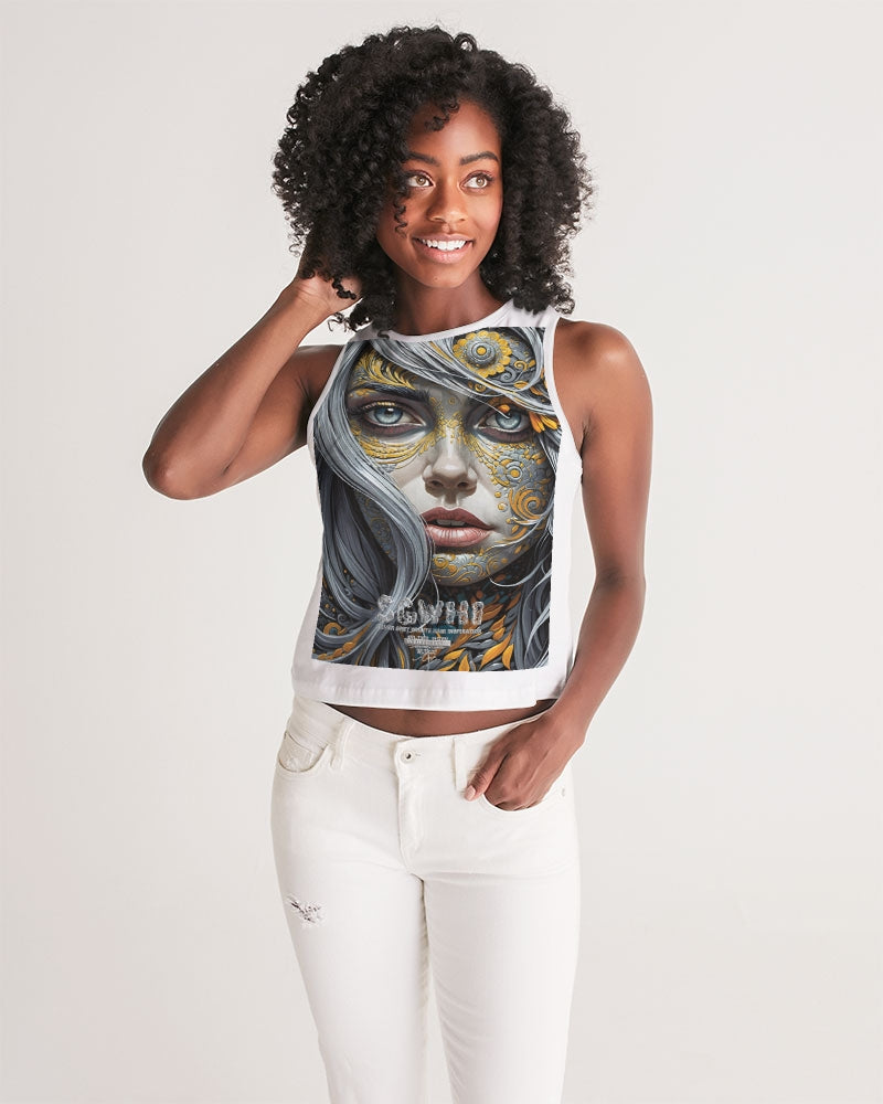 Sweet Silver Yellow Flower Grey Hair sister.[Part three] Women's All-Over Print Cropped Tank