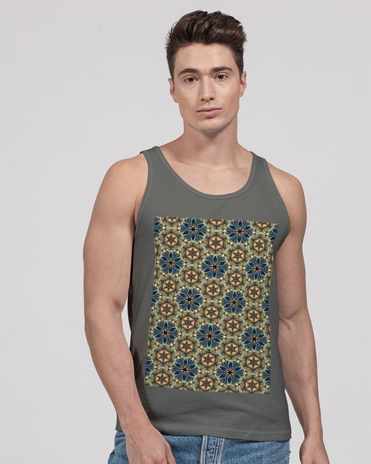 Green & Dark Blue almost star pattern. Unisex Jersey Tank | Bella + Canvas