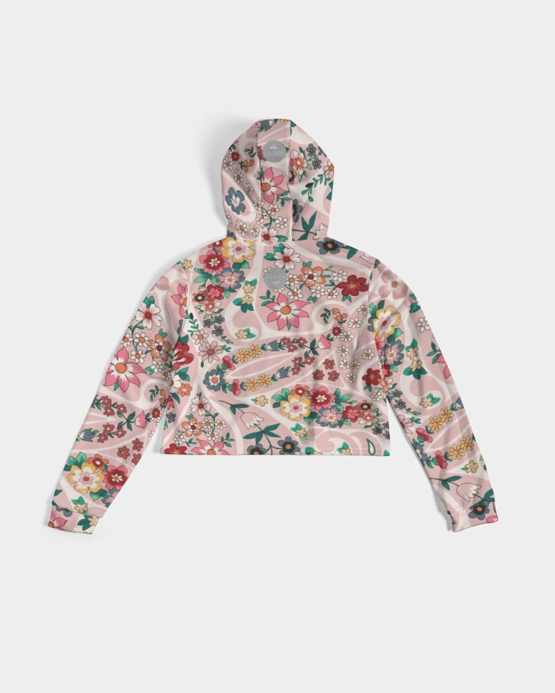 Pink abstract Pretty Sisters Women's All-Over Print Cropped Hoodie