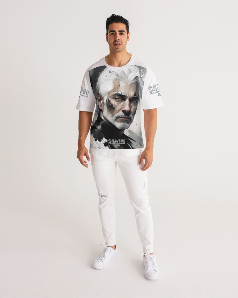 White silver grey fox King Men's All-Over Print Premium Heavyweight Tee