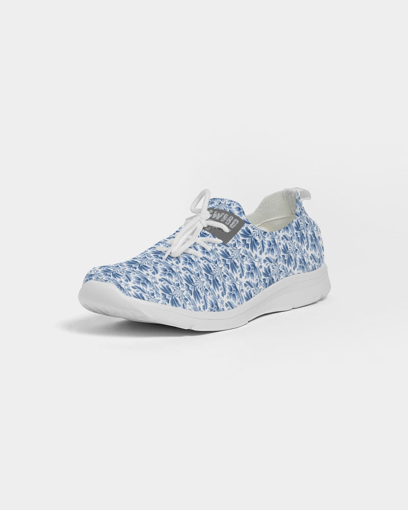 light blue Royal patten  Men's Lace Up Flyknit Shoe