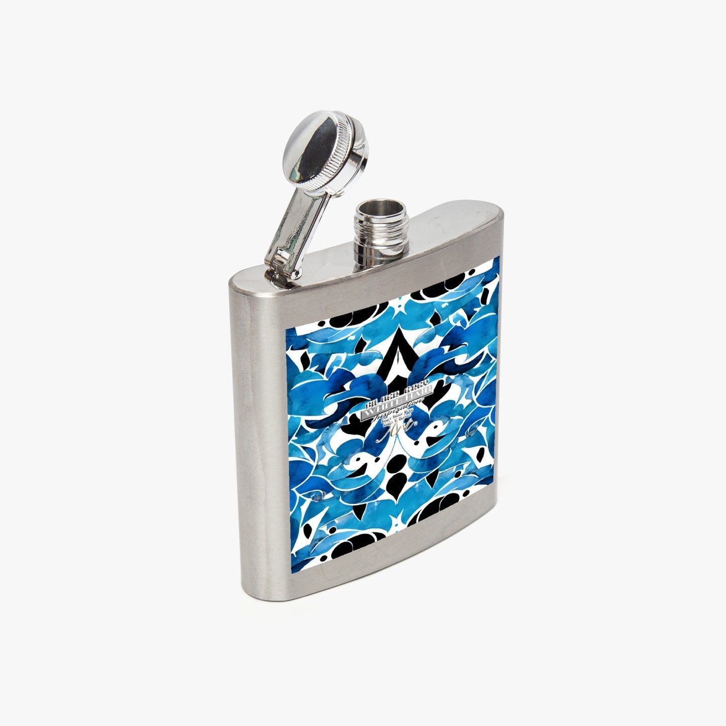 Silver grey white hair inspiration abstract pattern Stainless Steel Hip Flask