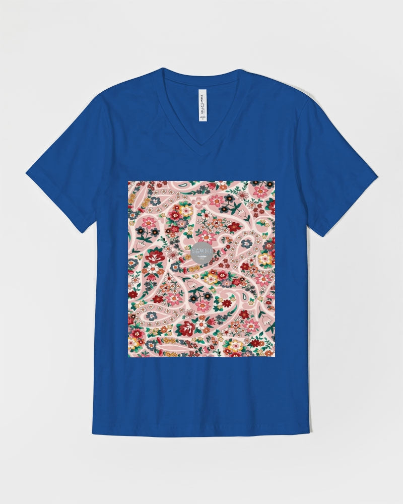 Pink abstract Pretty Sisters Unisex Jersey V-Neck Tee | Bella + Canvas