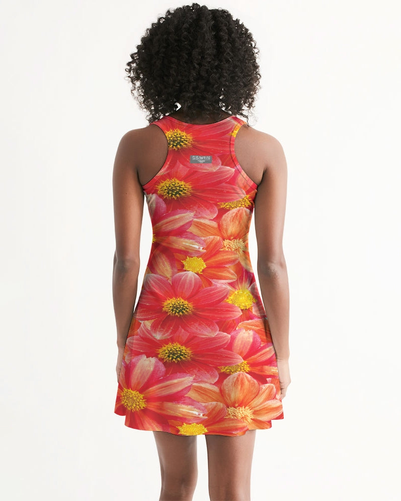 Beautiful blood orange flower design Women's All-Over Print Racerback Dress