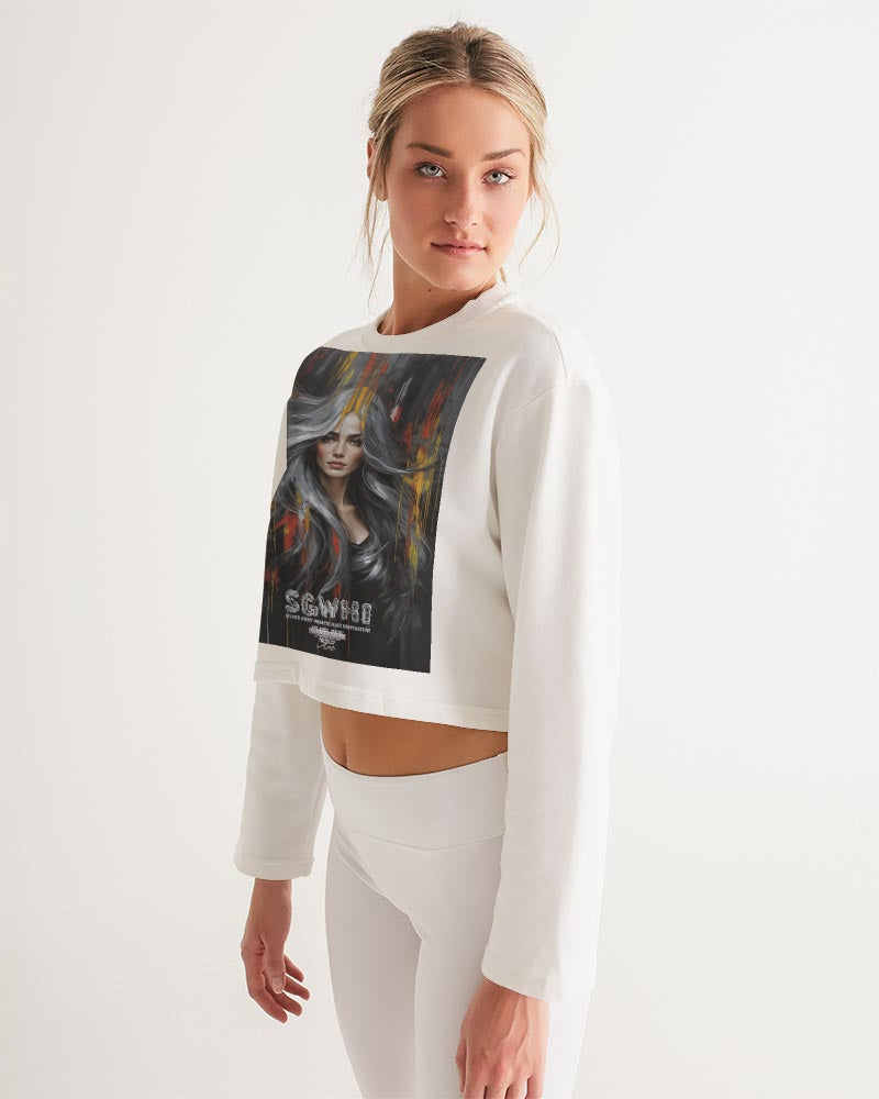 Beautiful white Sister [Part two collection] Women's All-Over Print Cropped Sweatshirt