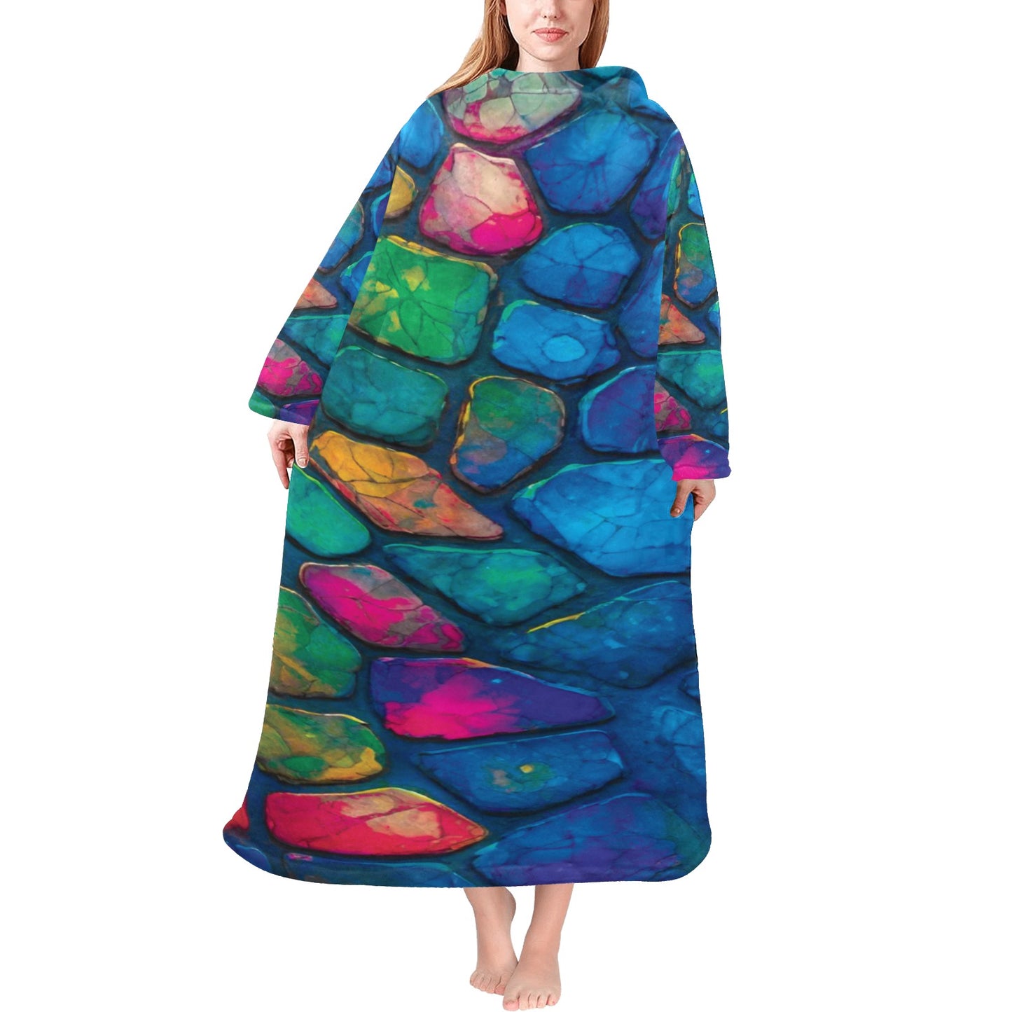 Blanket Robe with Sleeves for Adults