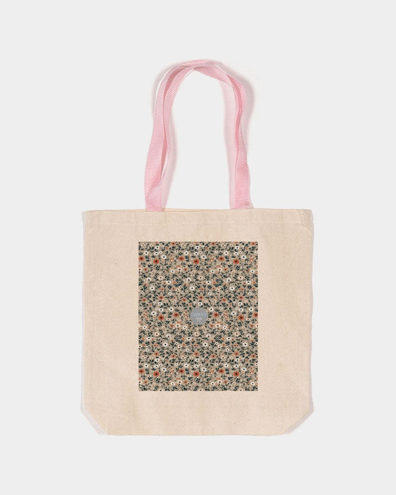 Busy and pretty Canvas Tote with Contrast-Color Handles | Q-Tees