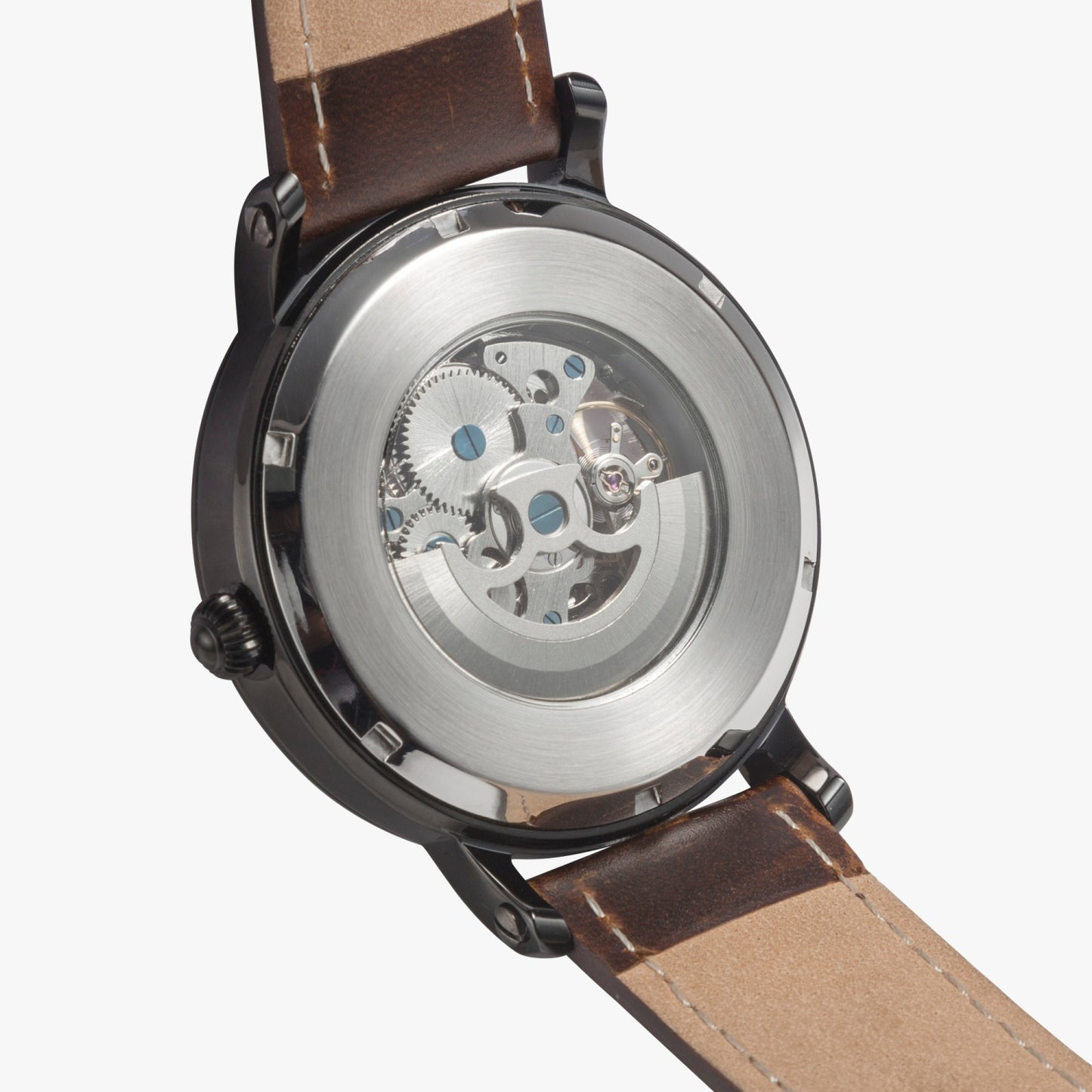 Silver grey white hair inspiration abstract pattern 46mm Unisex Automatic Watch(Black)