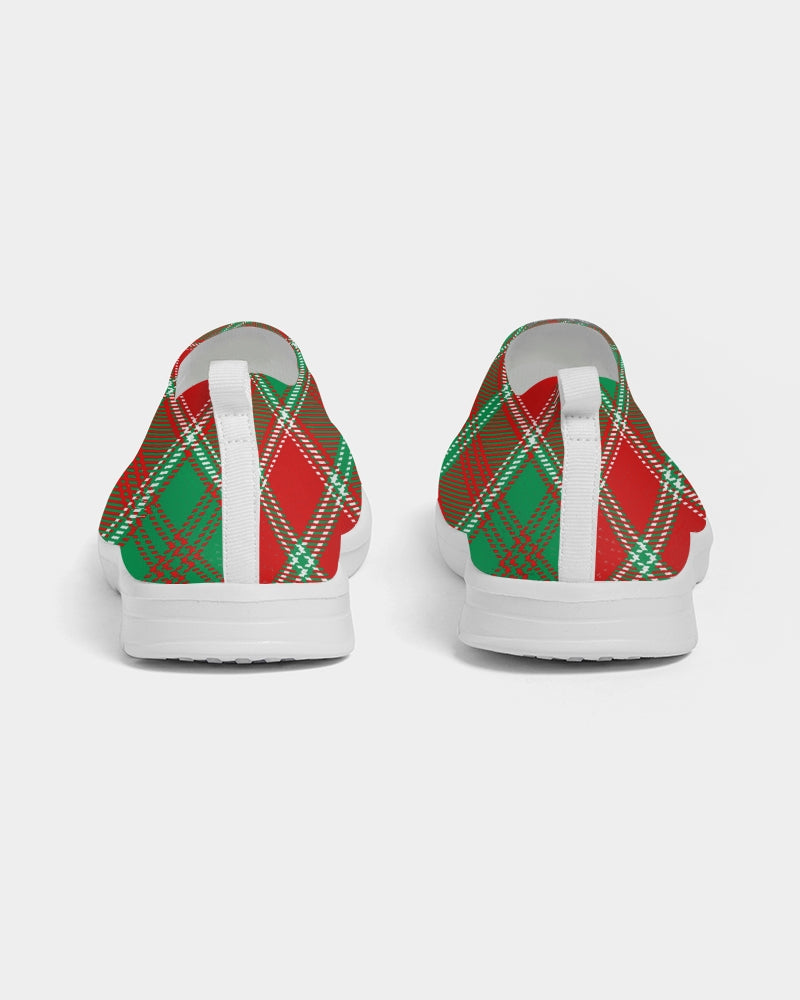 Red & Green cross pattern Men's Slip-On Flyknit Shoe