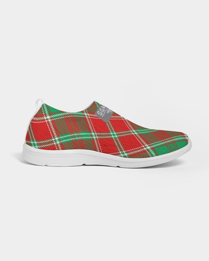 Red & Green cross pattern Men's Slip-On Flyknit Shoe