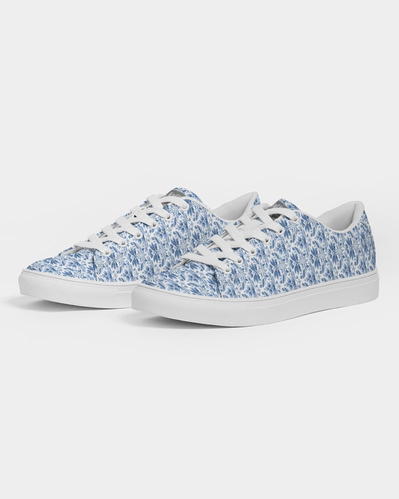 light blue Royal patten  Men's Faux-Leather Sneaker