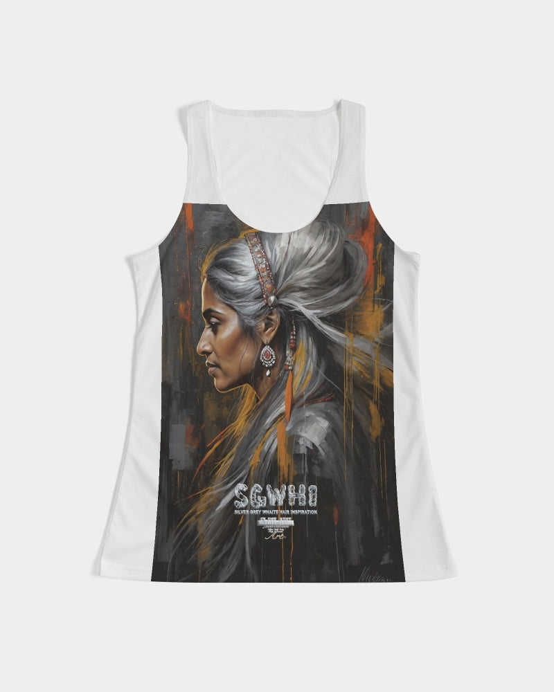 South Asian silver grey white hair sisters portrait [2] Women's All-Over Print Tank