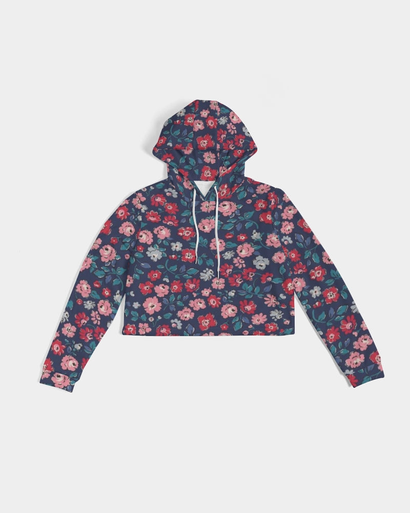 Midnight blue pretty glance.  Women's All-Over Print Cropped Hoodie