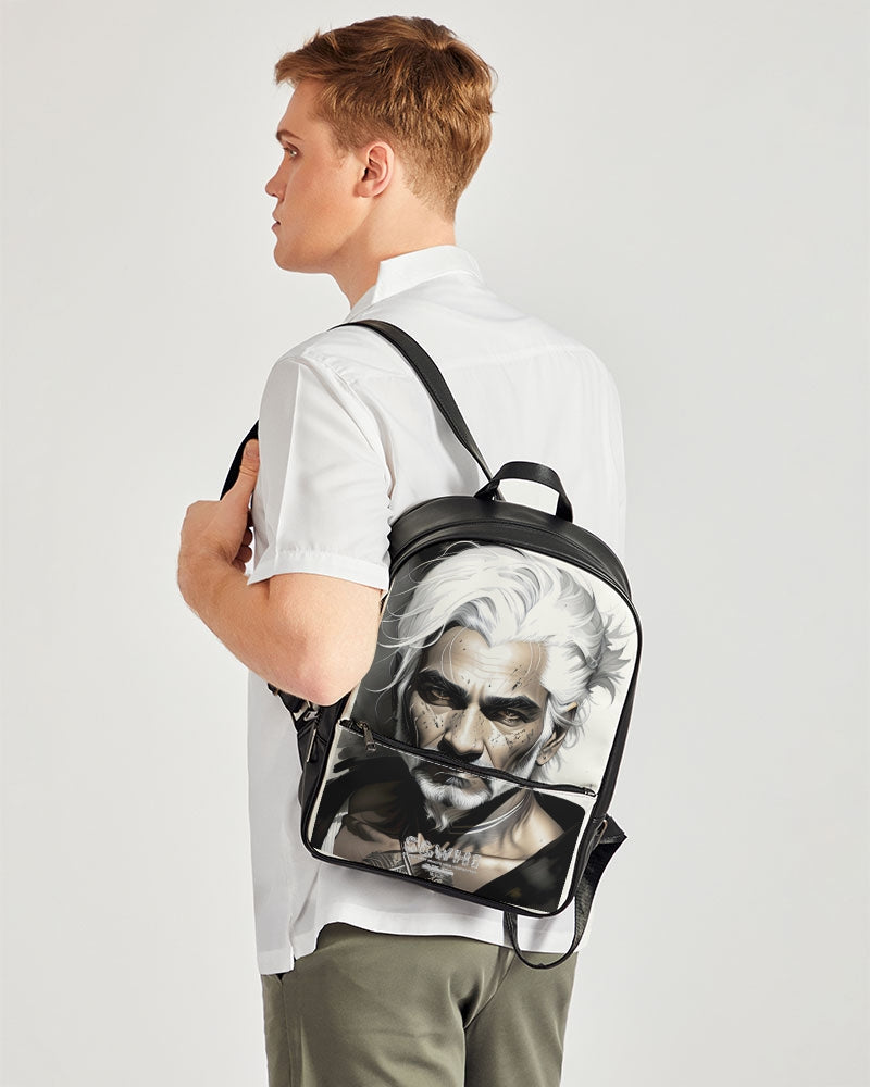 Handsome Silver grey Indian ink Portrait Classic Faux Leather Backpack