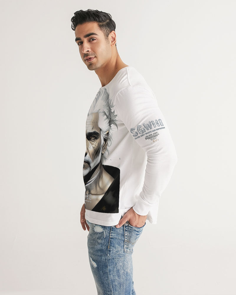 Handsome Silver grey Indian ink Portrait Men's All-Over Print Long Sleeve Tee