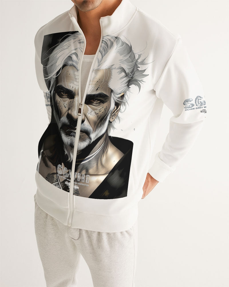 Handsome Silver grey Indian ink Portrait Men's All-Over Print Track Jacket