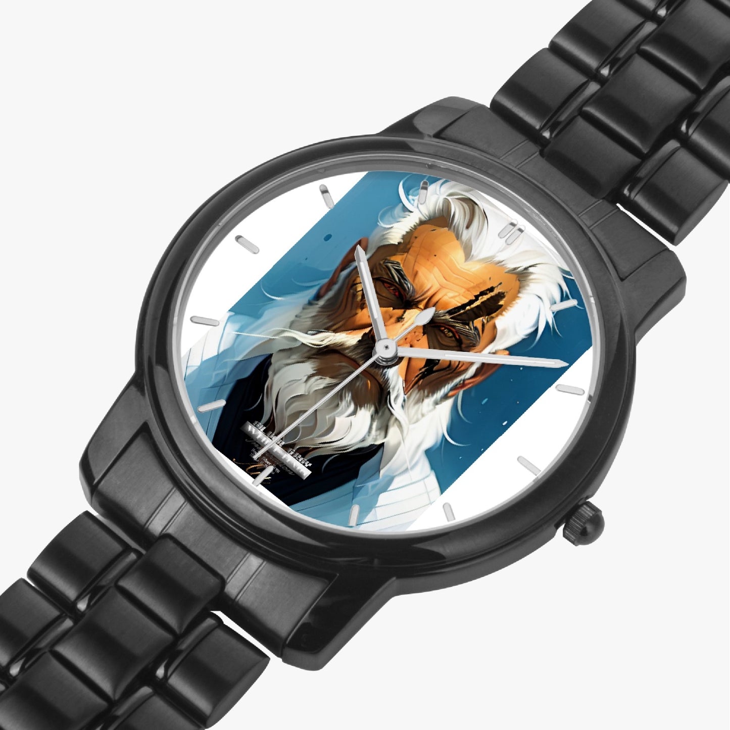 Silver bearded warrior. Folding Clasp Type Stainless Steel Quartz Watch (With Indicators)