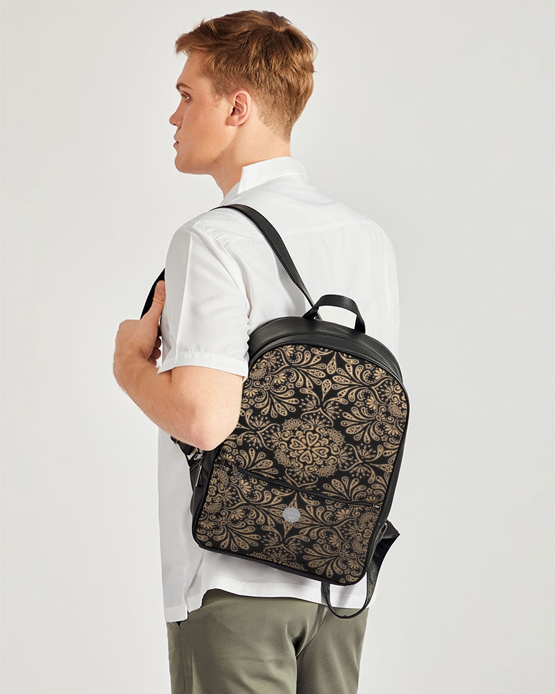 Man of Elegance Classic Faux Leather Backpack