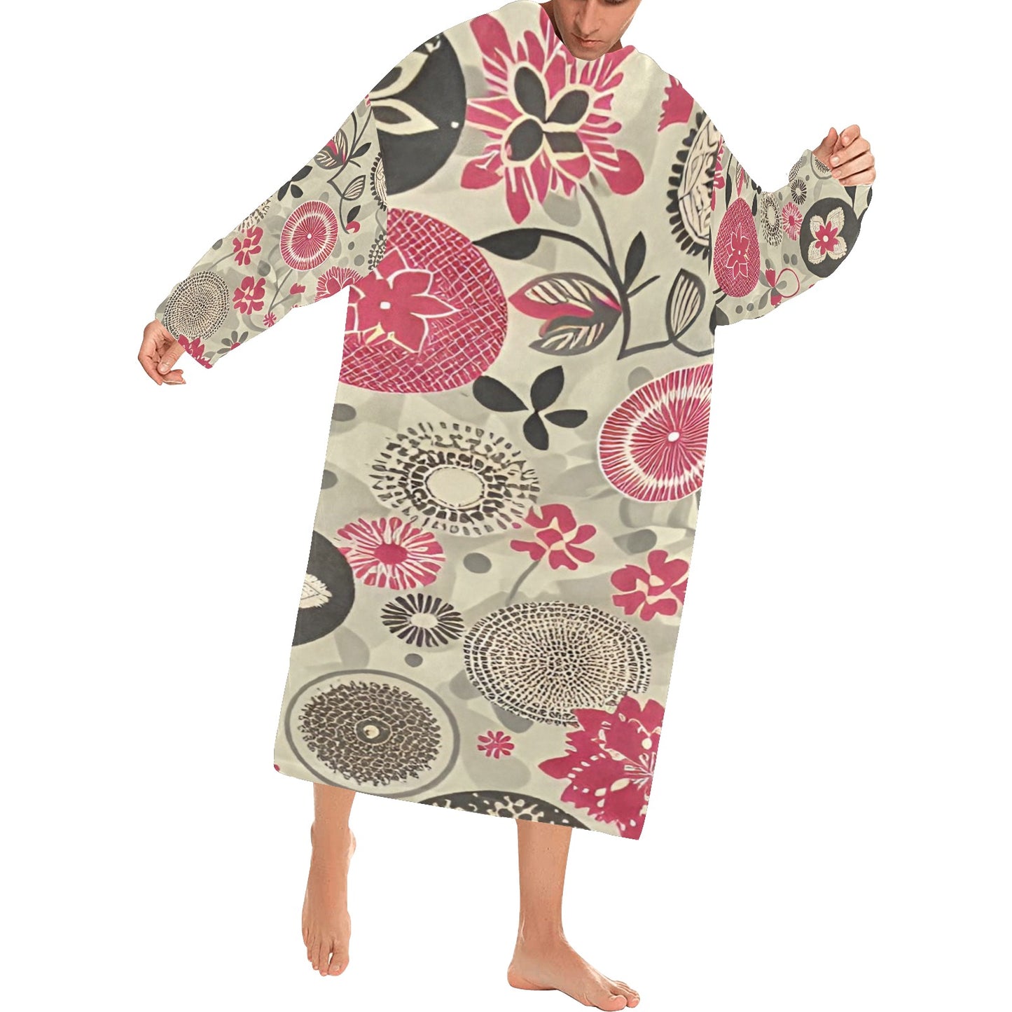 Blanket Robe with Sleeves for Adults