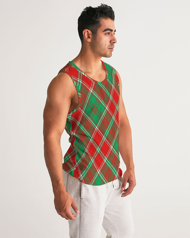 Red & Green cross pattern Men's All-Over Print Sport Tank