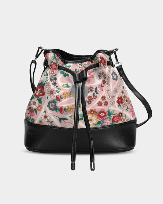 Pink abstract Pretty Sisters Mini Drawstring Bucket Bag