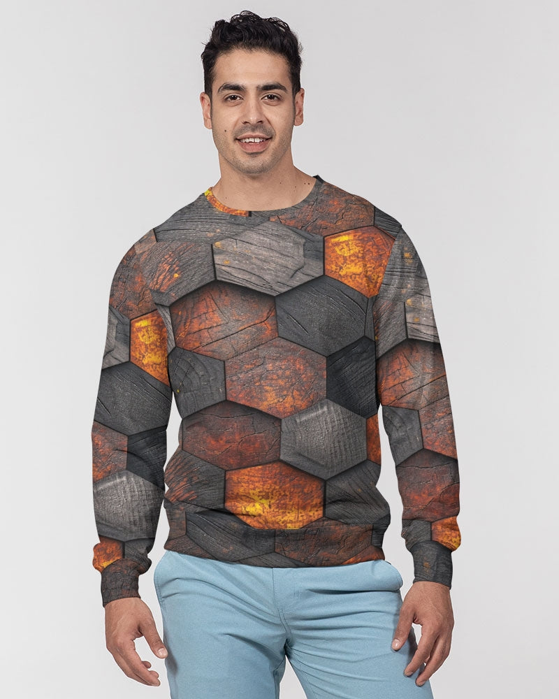 Cool stone hexagon patten 3D Men's All-Over Print Classic French Terry Crewneck Pullover