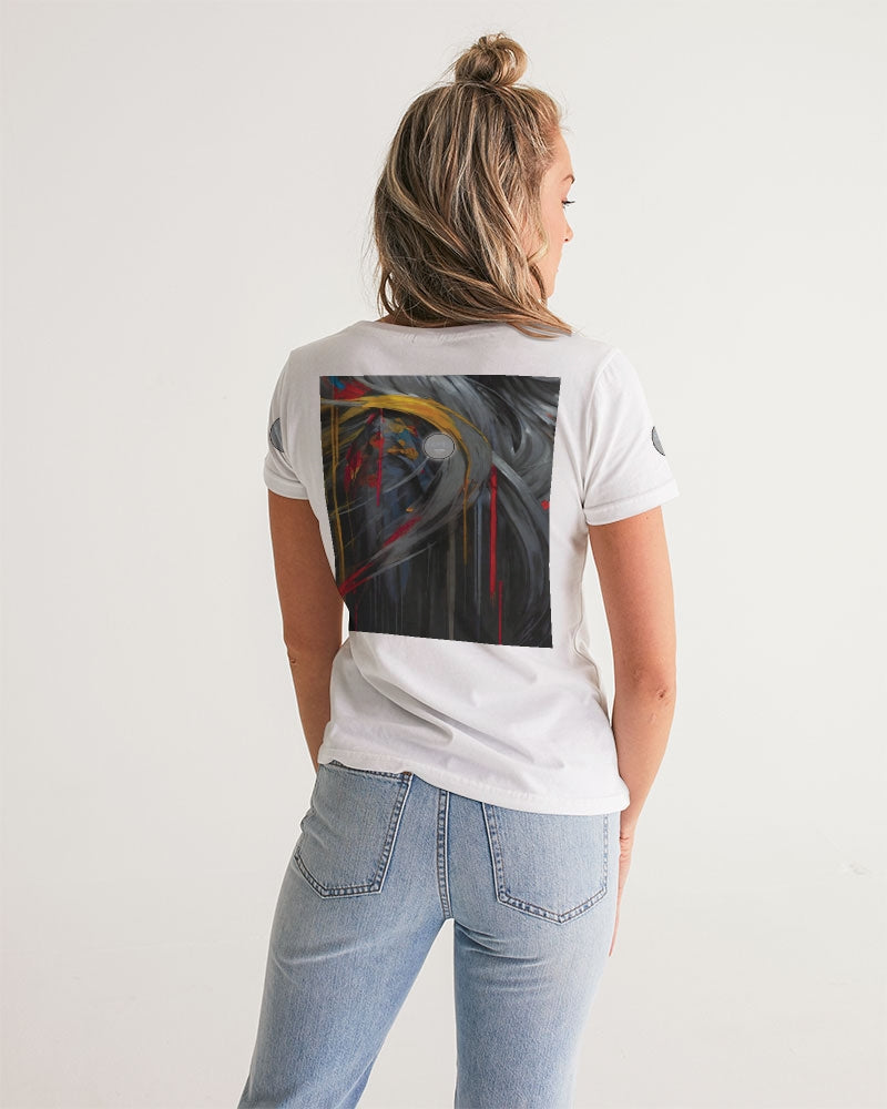 This is part three of a three part collection  Women's All-Over Print V-Neck Tee