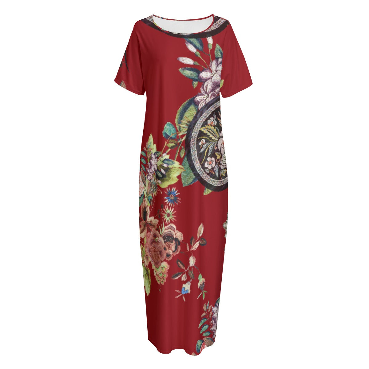 All-Over Print Women's Night Long Dress With Pocket