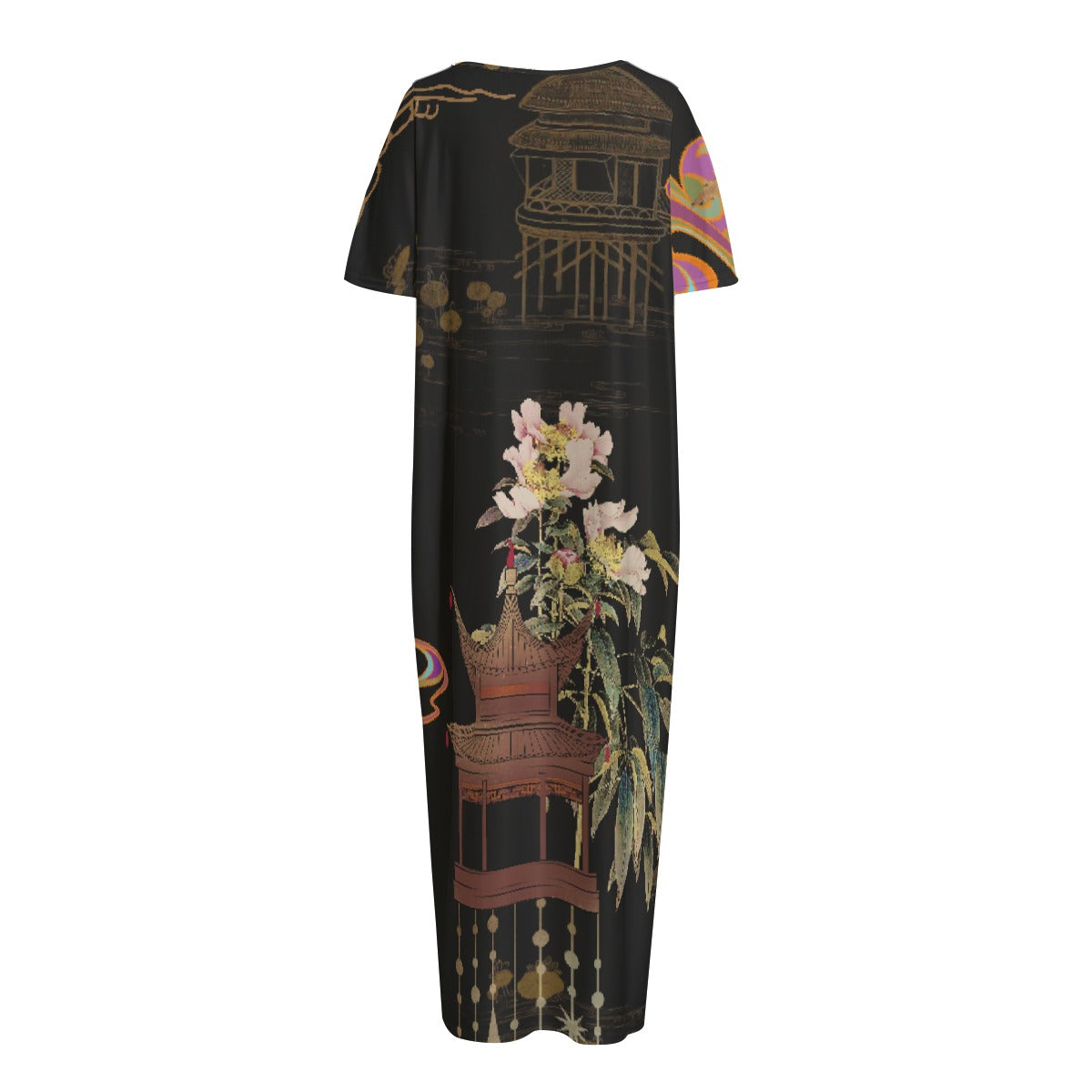 All-Over Print Women's Night Long Dress With Pocket